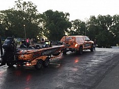 Fletcher Shryock's truck and boat at launch