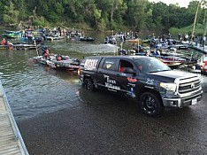 John Crews's truck and boat at launch