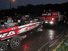 Justin Lucas's truck and boat at launch